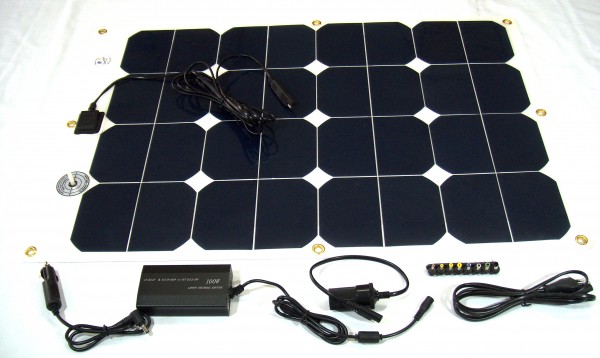 LaptopSet 3.0, Solar-Ladegerät für Laptops mit 19-24V, Solarmodul SFe 86-15 und UniPower